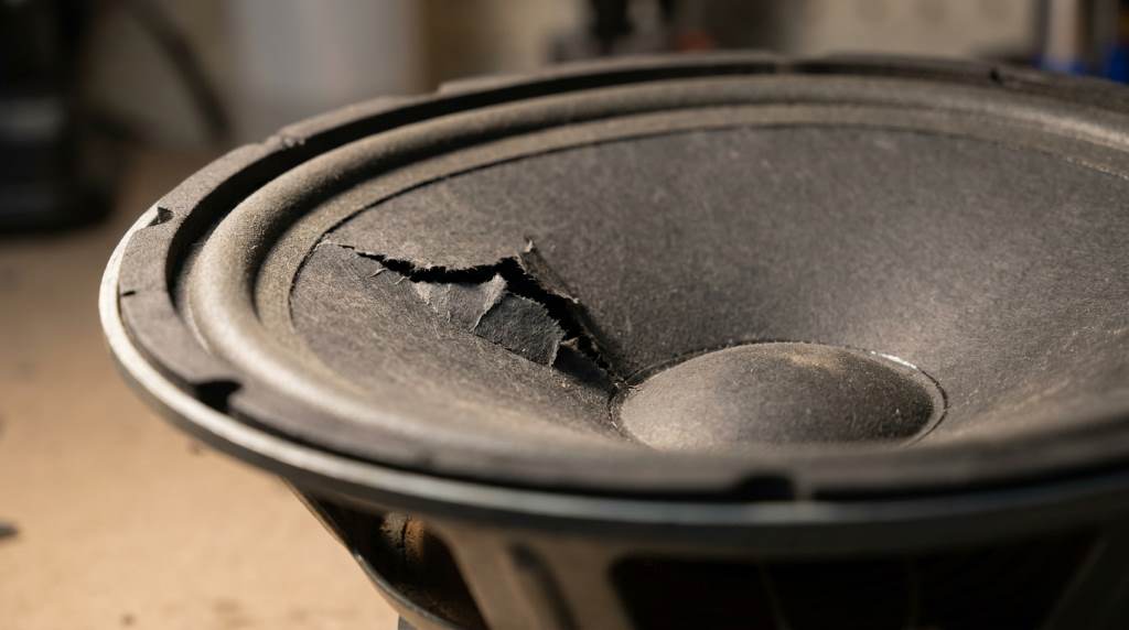 DIY speaker cone repair using rubber cement