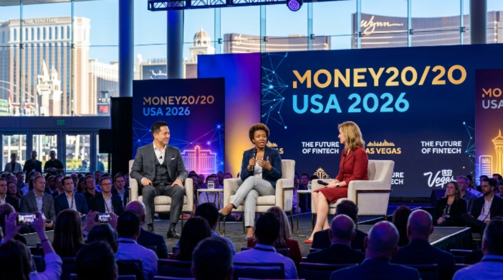 Money20/20 USA 2026 keynote stage with industry speakers Las Vegas