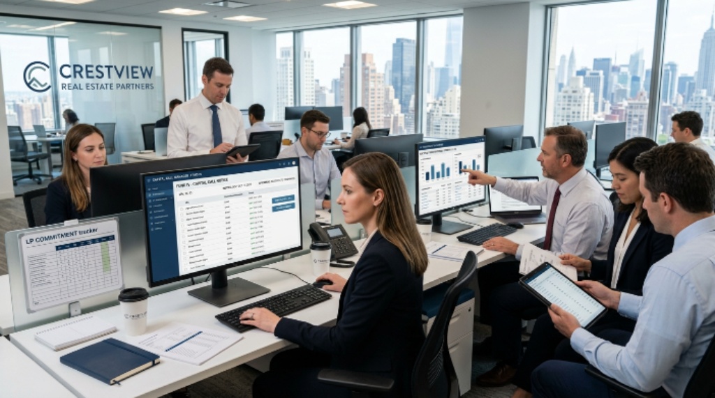 An investor relations team using real estate investment management software to send capital call notices and track LP commitments across multiple fund structures