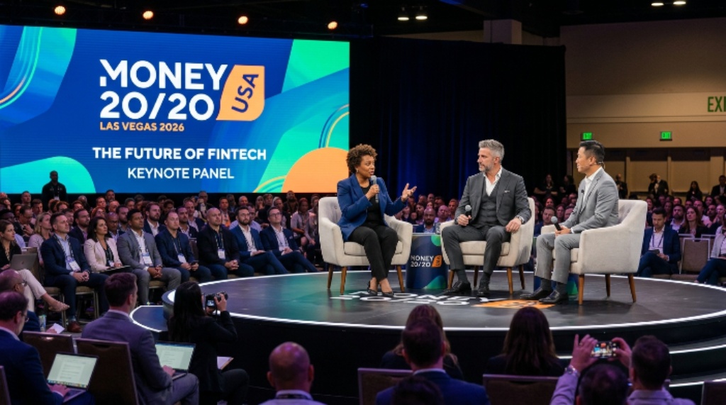 Fintech speakers on stage at Money20/20 USA 2026 Las Vegas conference