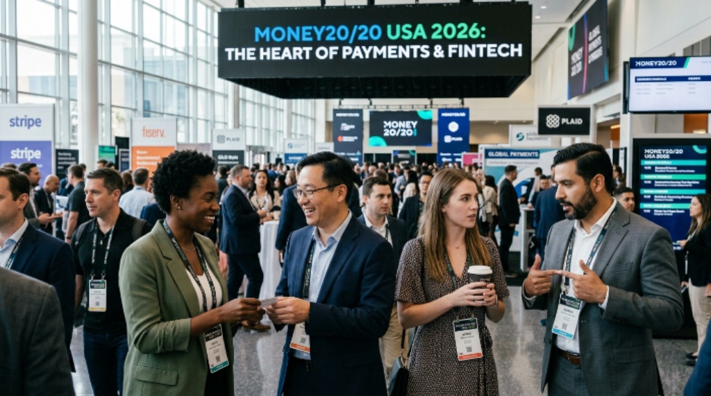 Networking professionals at Money20/20 USA 2026 payments and fintech summit