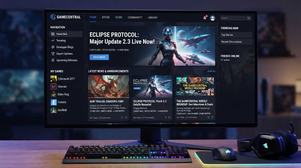 Games Platform Hub featuring the latest gaming news and updates