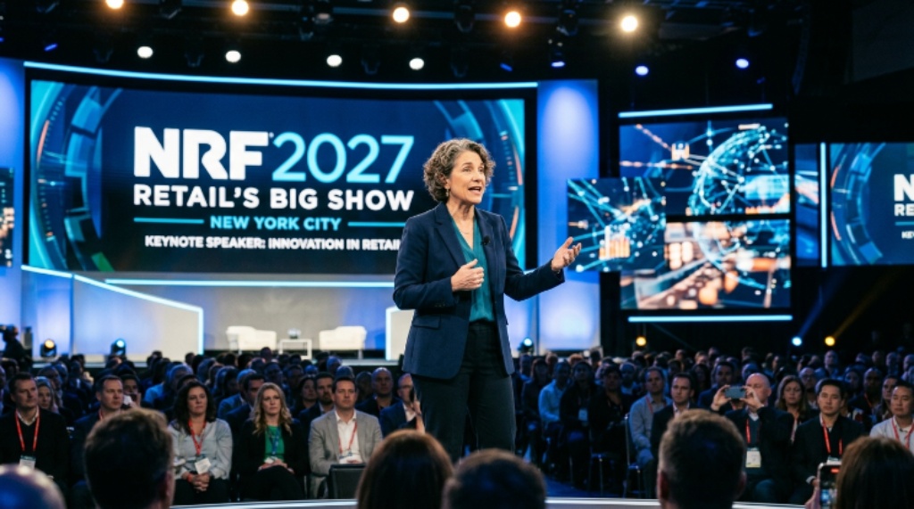 NRF 2027 keynote speaker on stage at Retail's Big Show at the Javits Convention Center